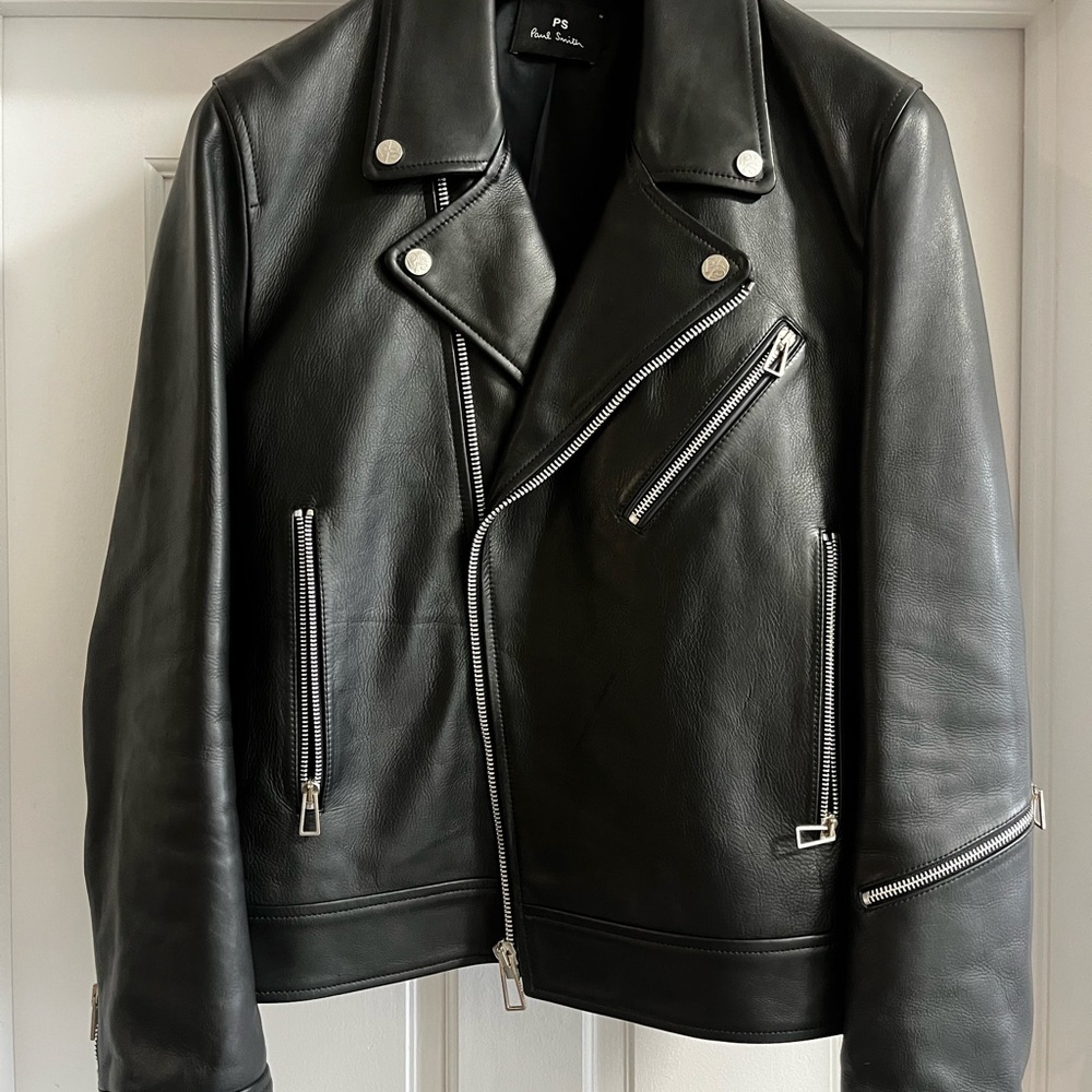 Paul Smith Black Leather Jacket with Silver Accents